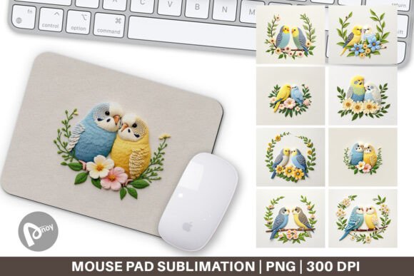 Budgerigar Embroidery Mouse Pad Design Review